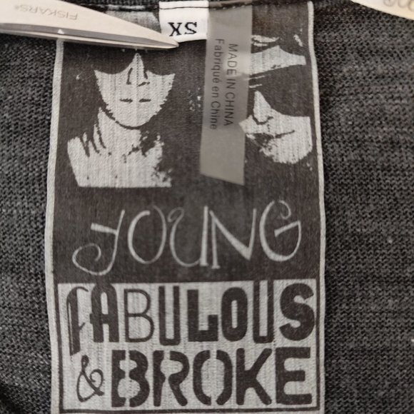 Young Fabulous & Broke Tie Dye Long Sleeve Top Gray White Festival Shibori Artsy - Picture 7 of 8